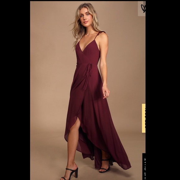 Lulus Dresses & Skirts - Burgundy wrap dress